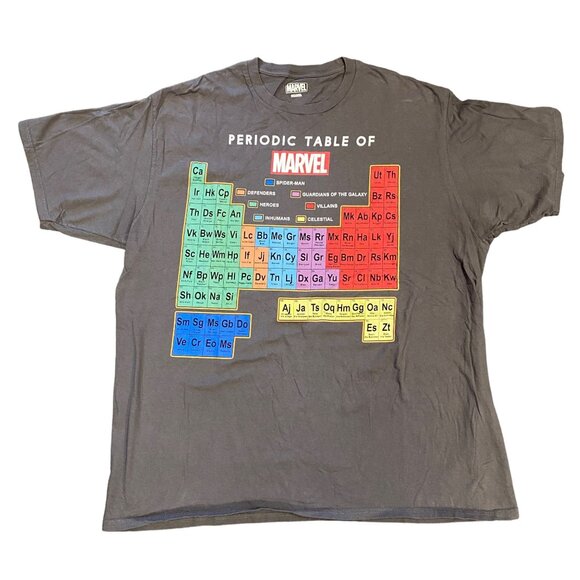 Marvel Mens 2XL Periodic Table of Marvel Gray Tshirt Graphic Print Short Sleeve - Picture 2 of 8